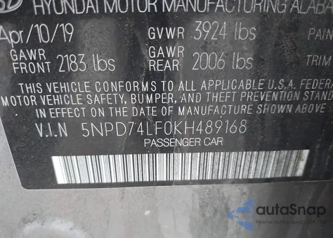 2019 Hyundai Elantra Se из США, поврежденный, VIN 5NPD74LF0KH489168